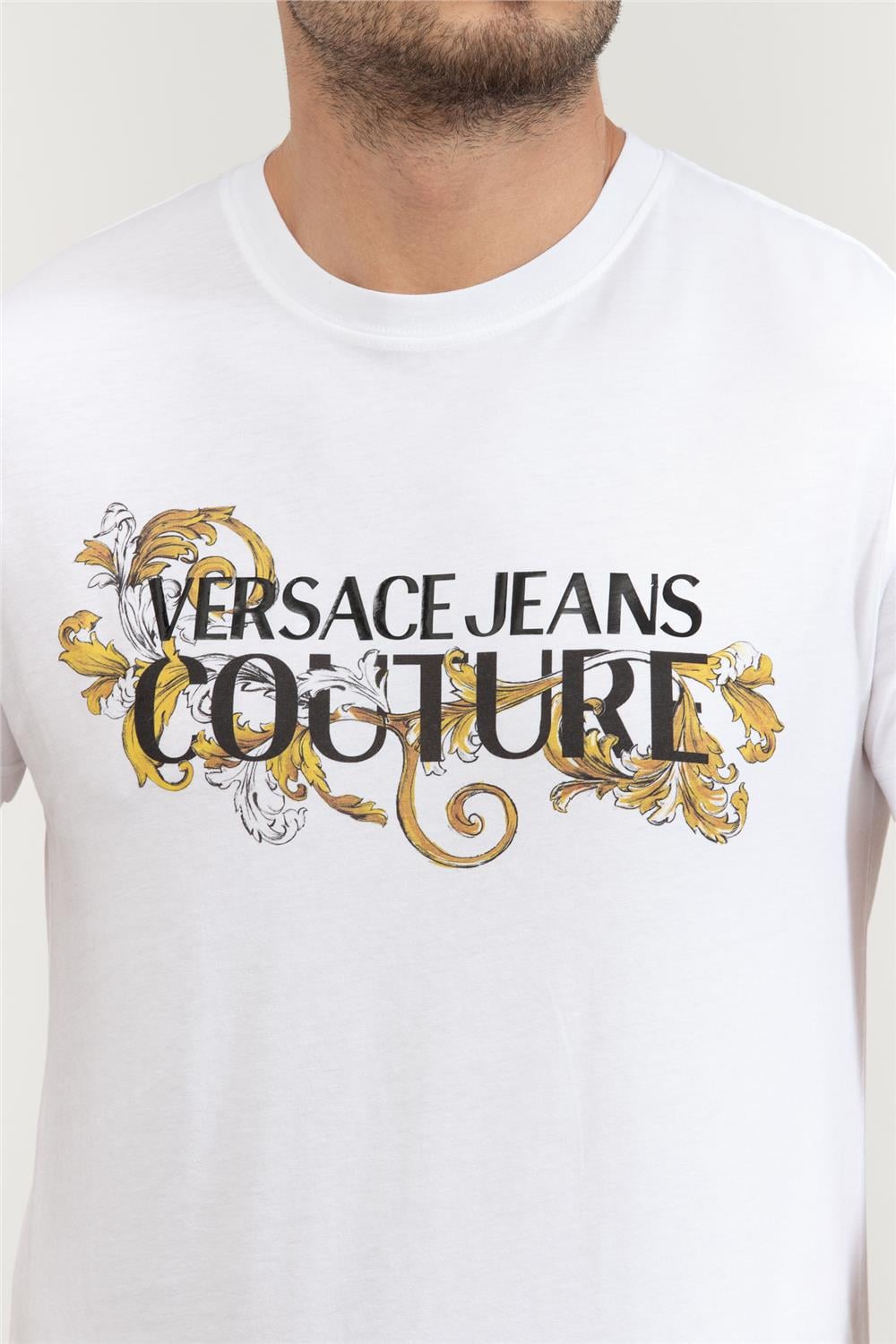 Versace Jeans Couture Erkek Bisiklet Yaka T-Shirt Beyaz