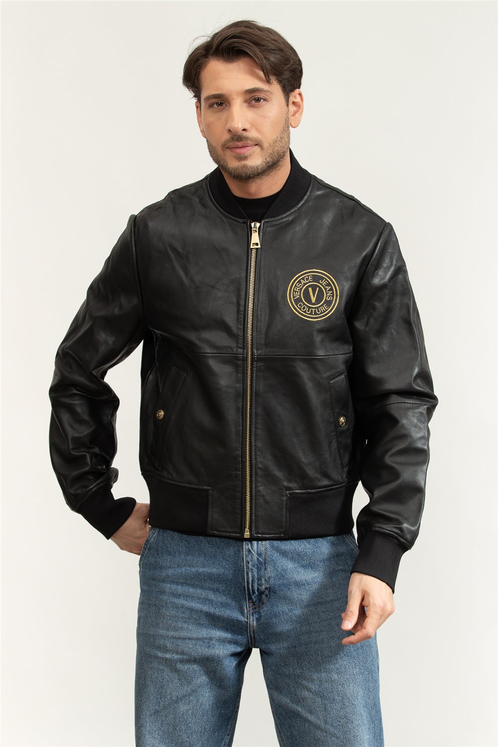 Versace Jeans Couture Erkek Deri Mont