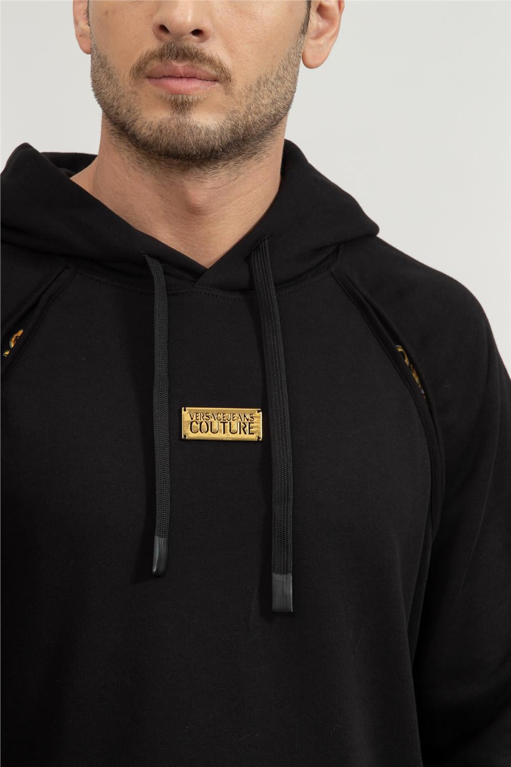 Versace Jeans Couture Erkek Kapüşonlu Sweatshirt Siyah