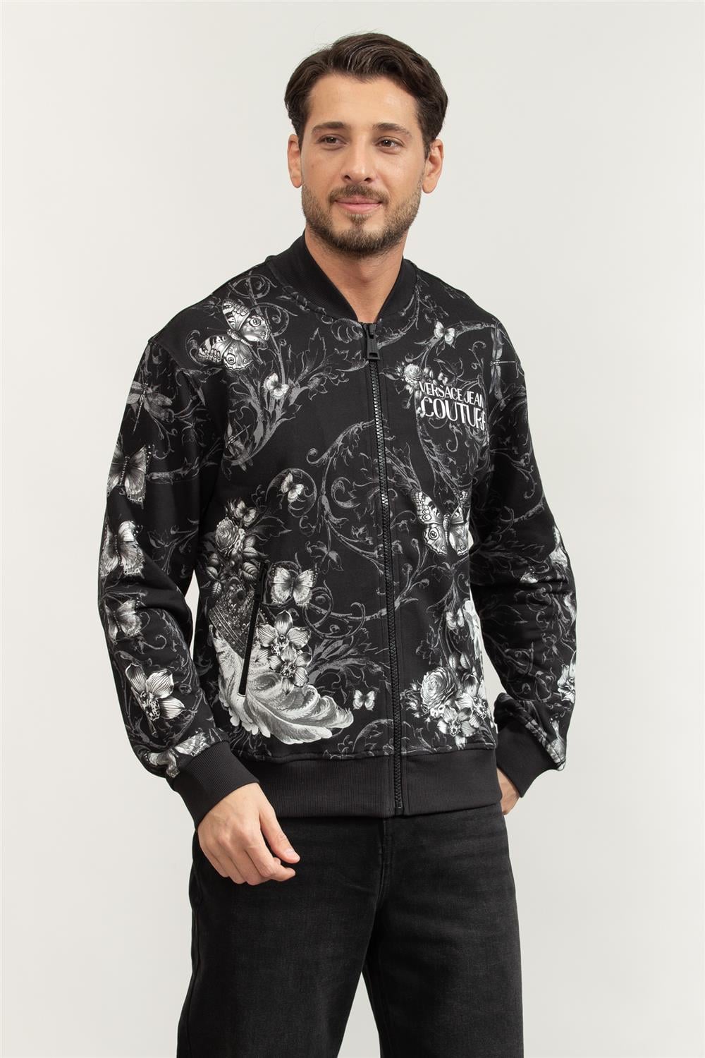 Versace Jeans Couture Fleece Pan Cab Curiosite Erkek Fermuarlı Sweatshirt Çok Renkli