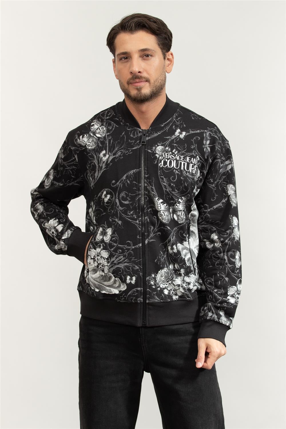 Versace Jeans Couture Fleece Pan Cab Curiosite Erkek Fermuarlı Sweatshirt Çok Renkli