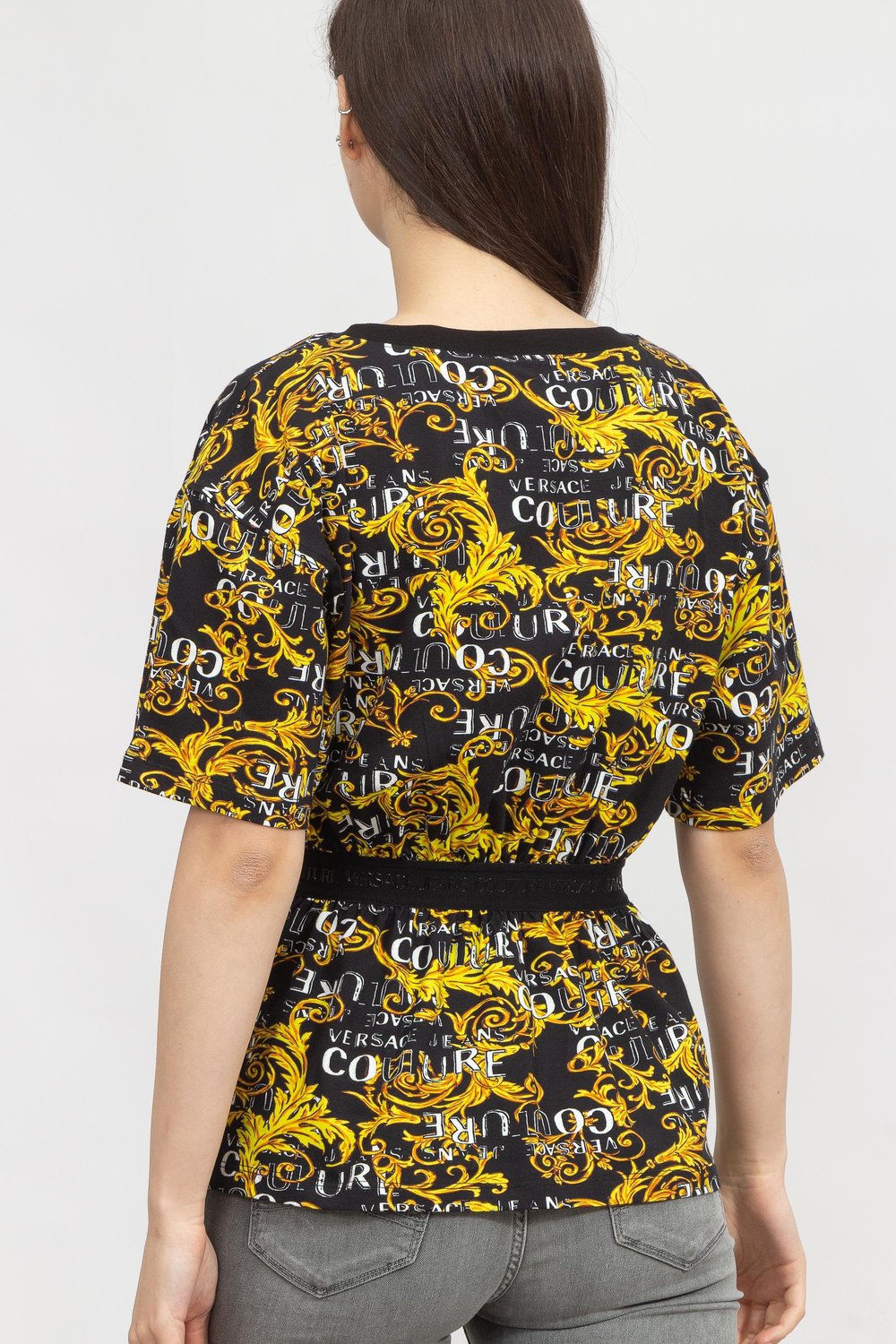 Versace Jeans Couture Kadın Bisiklet Yaka T-Shirt Siyah