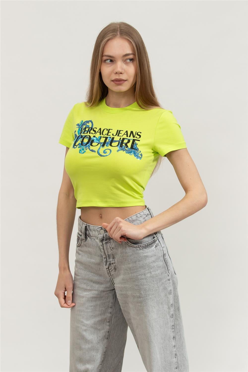 Versace Jeans Couture Kadın Bisiklet Yaka T-Shirt Çok Renkli
