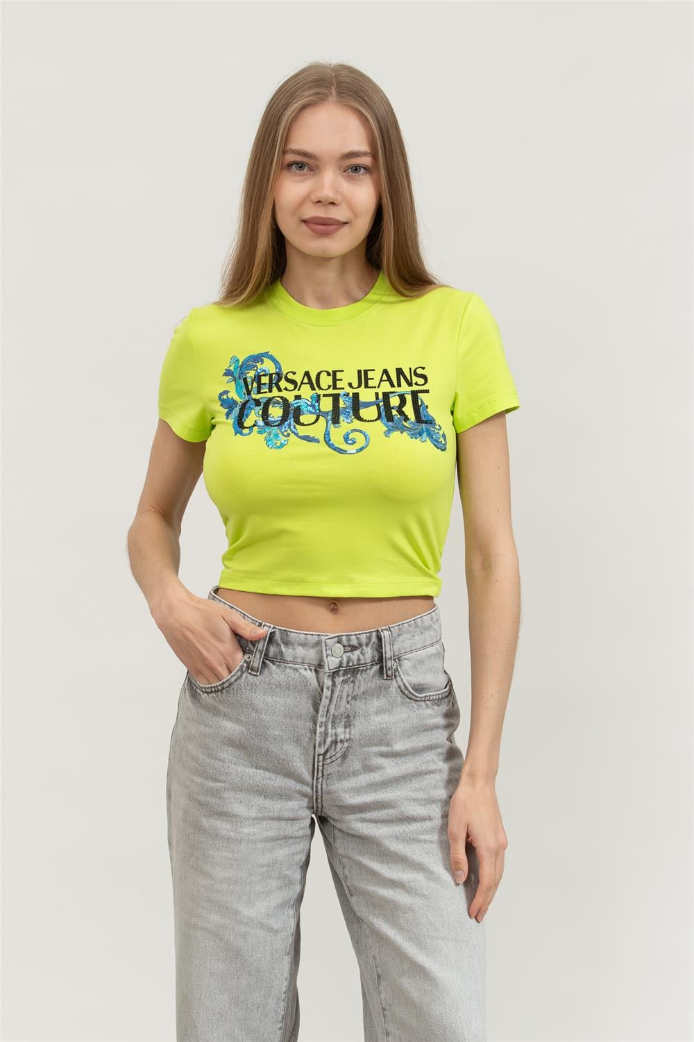 Versace Jeans Couture Kadın Bisiklet Yaka T-Shirt Çok Renkli