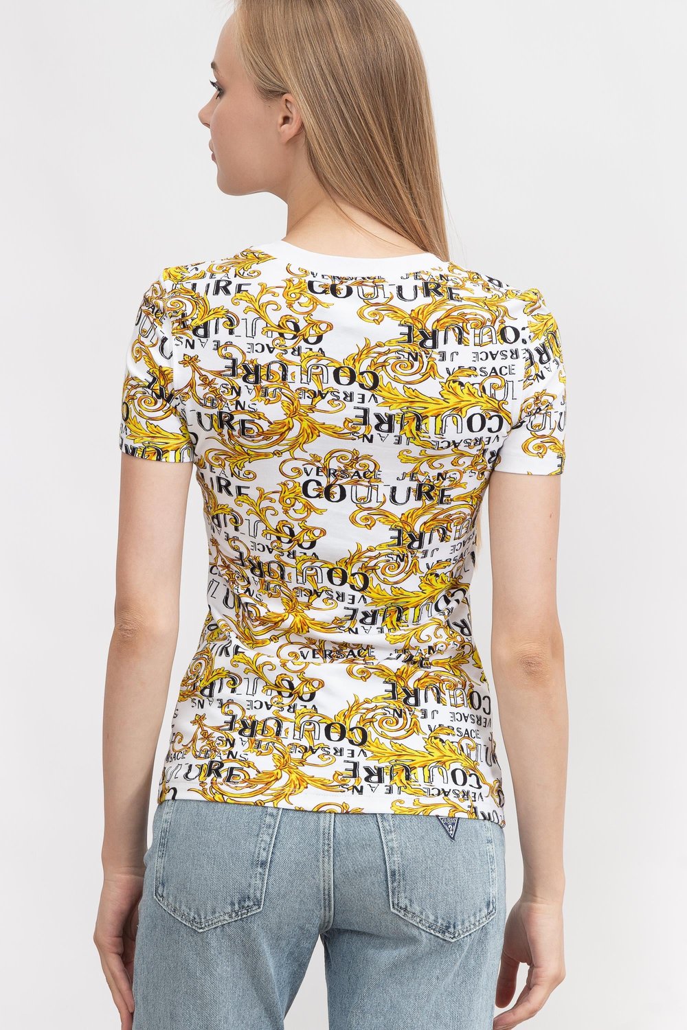 Versace Jeans Couture Kadın Bisiklet Yaka T-Shirt Beyaz