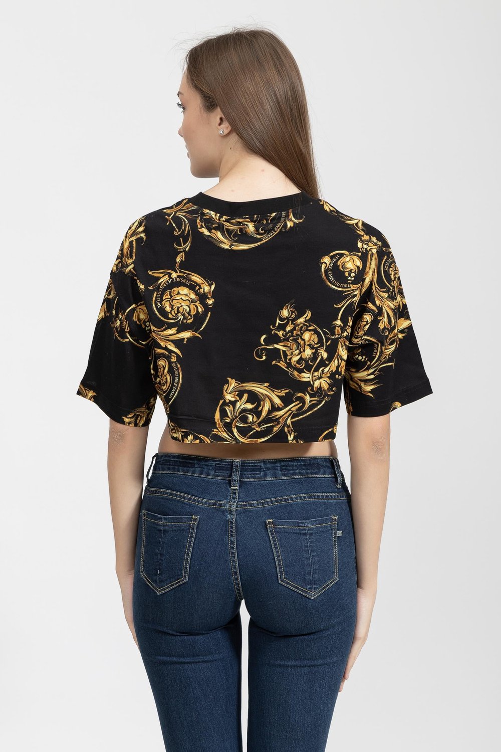 Versace Jeans Couture Kadın Bisiklet Yaka T-Shirt Siyah