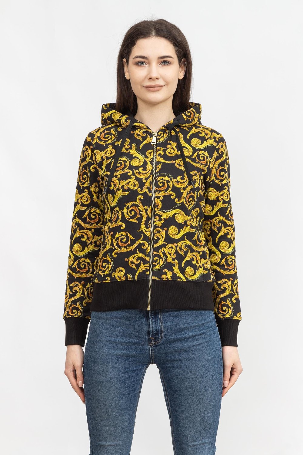 Versace Jeans Couture Kadın Fermuarlı Sweatshirt Siyah