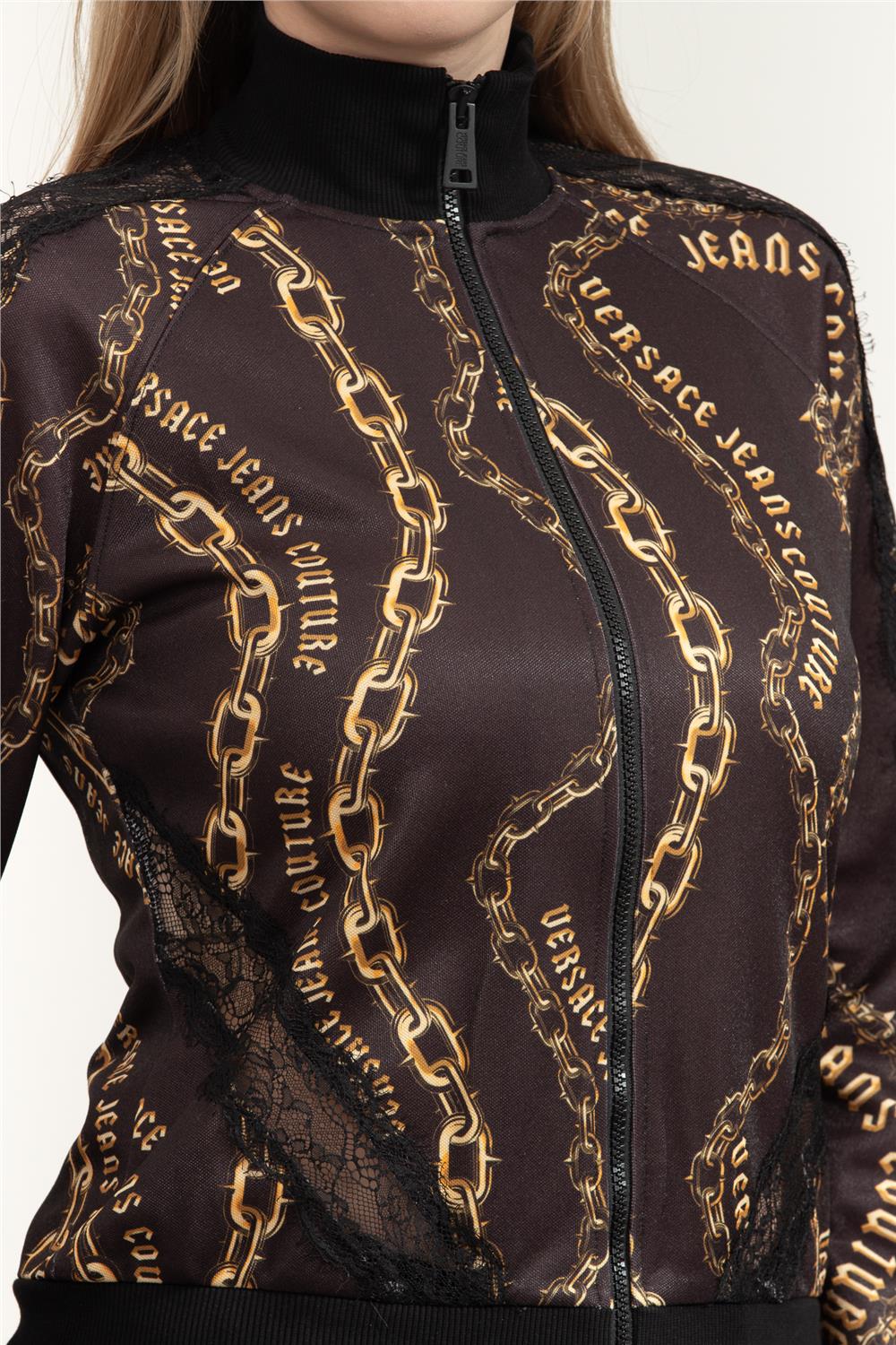 Versace Jeans Couture Kadın Fermuarlı Sweatshirt Siyah