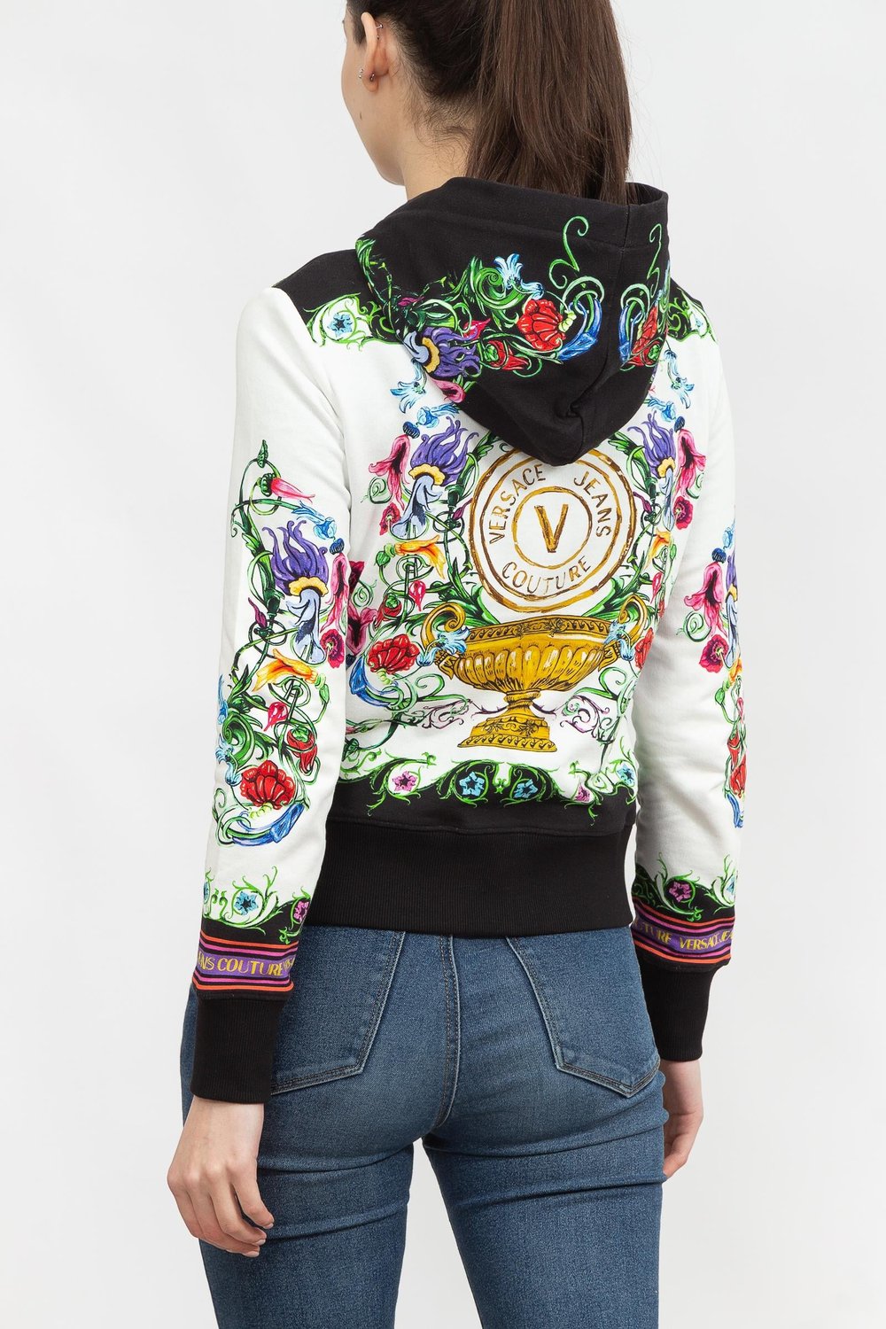 Versace Jeans Couture Kadın Fermuarlı Sweatshirt Beyaz