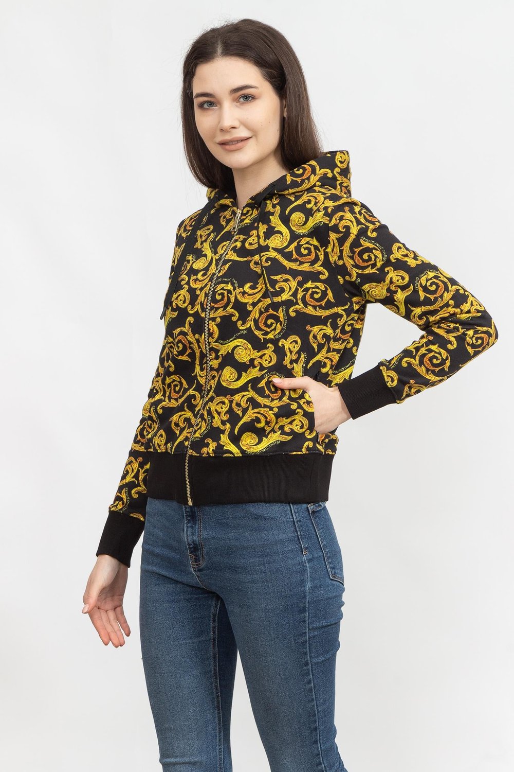 Versace Jeans Couture Kadın Fermuarlı Sweatshirt Siyah