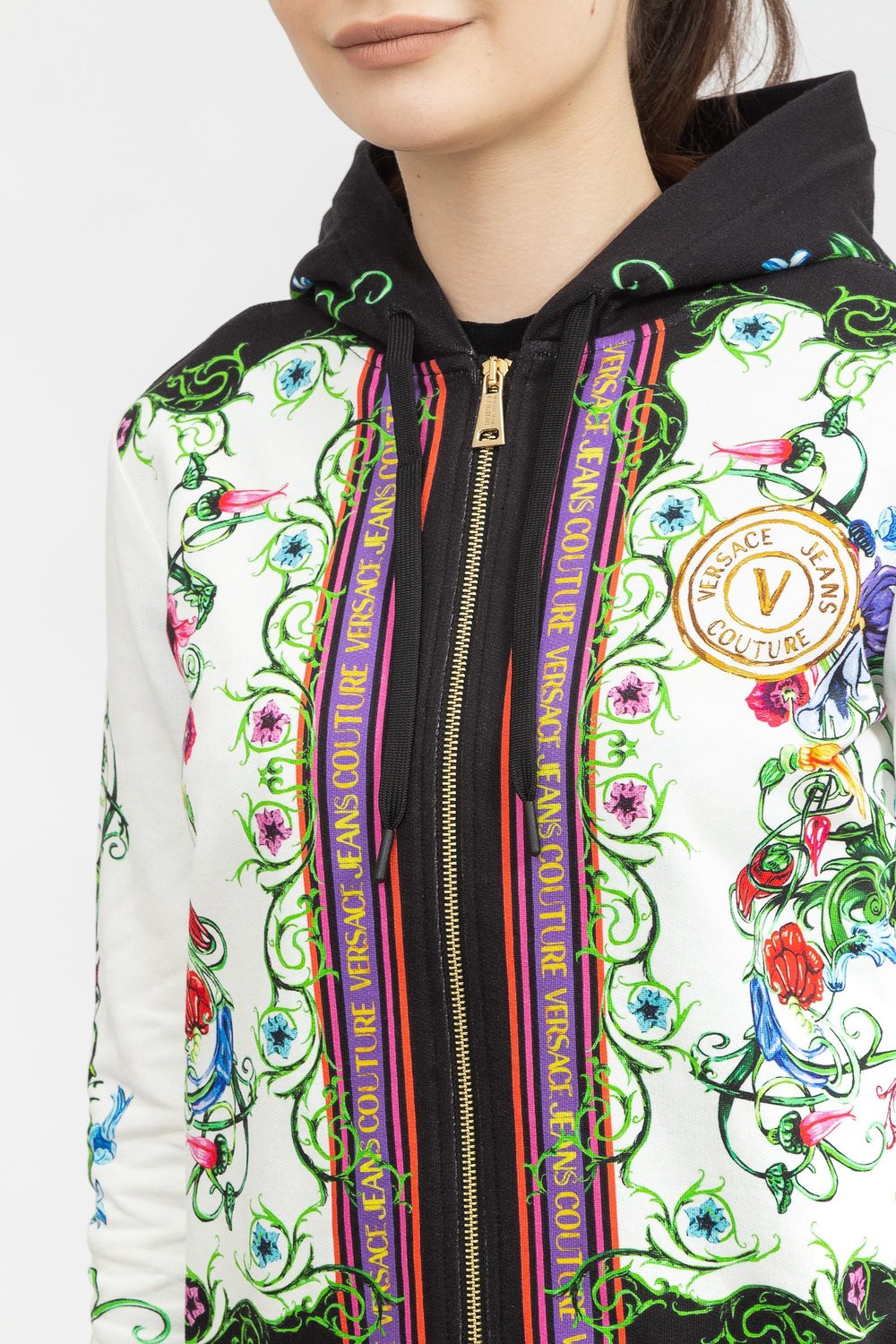 Versace Jeans Couture Kadın Fermuarlı Sweatshirt Beyaz