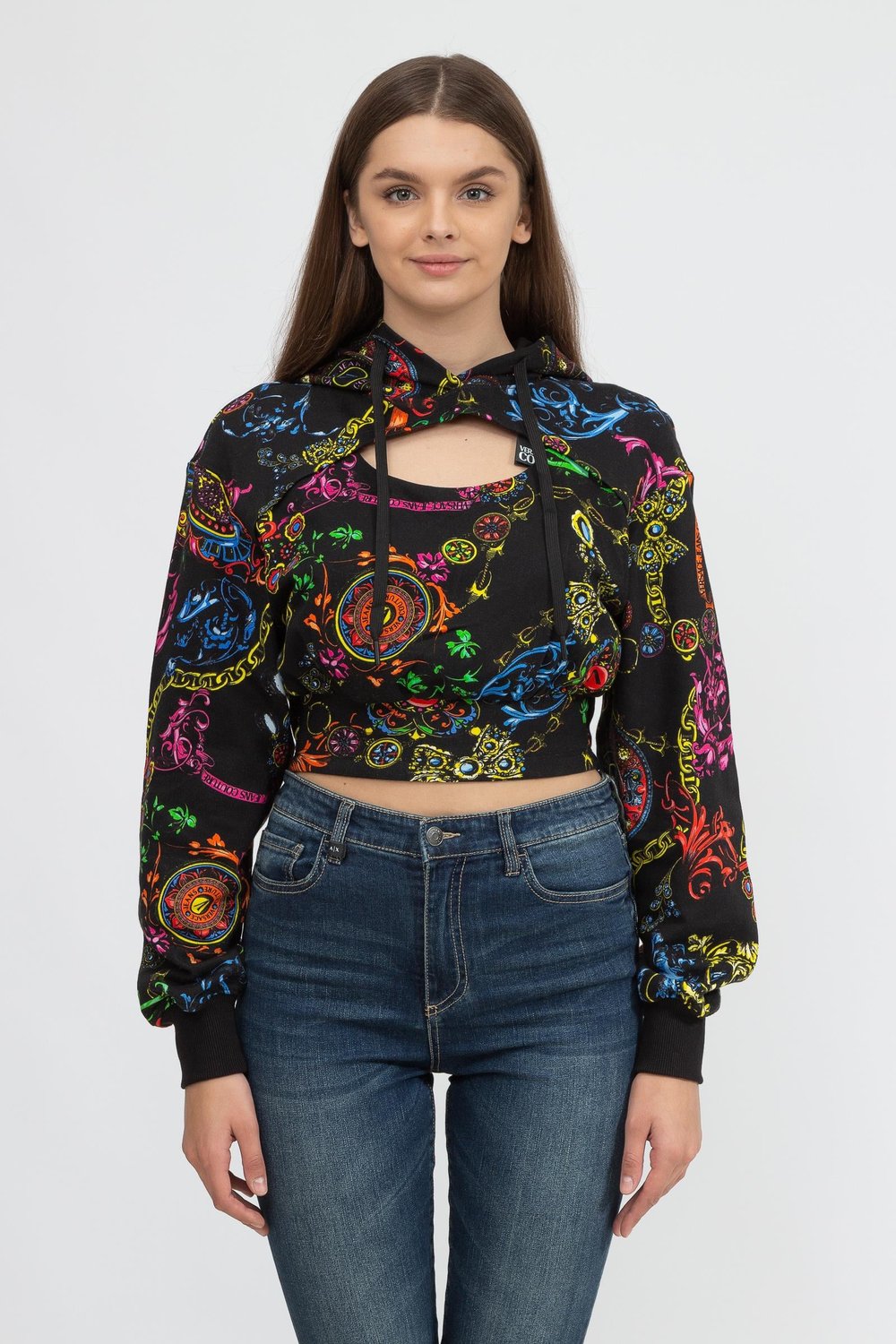 Versace Jeans Couture Kadın Kapüşonlu Sweatshirt Siyah