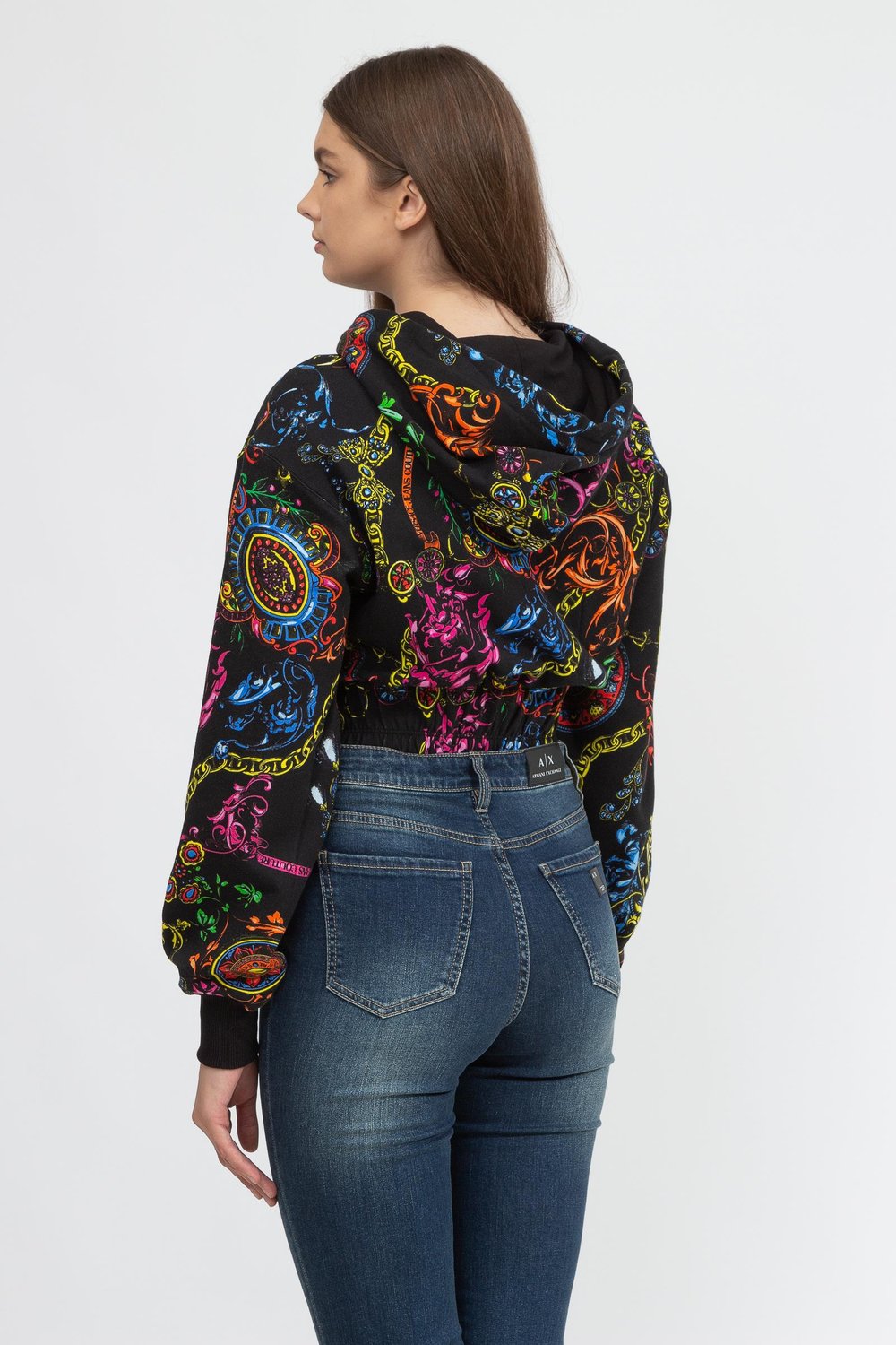 Versace Jeans Couture Kadın Kapüşonlu Sweatshirt Siyah