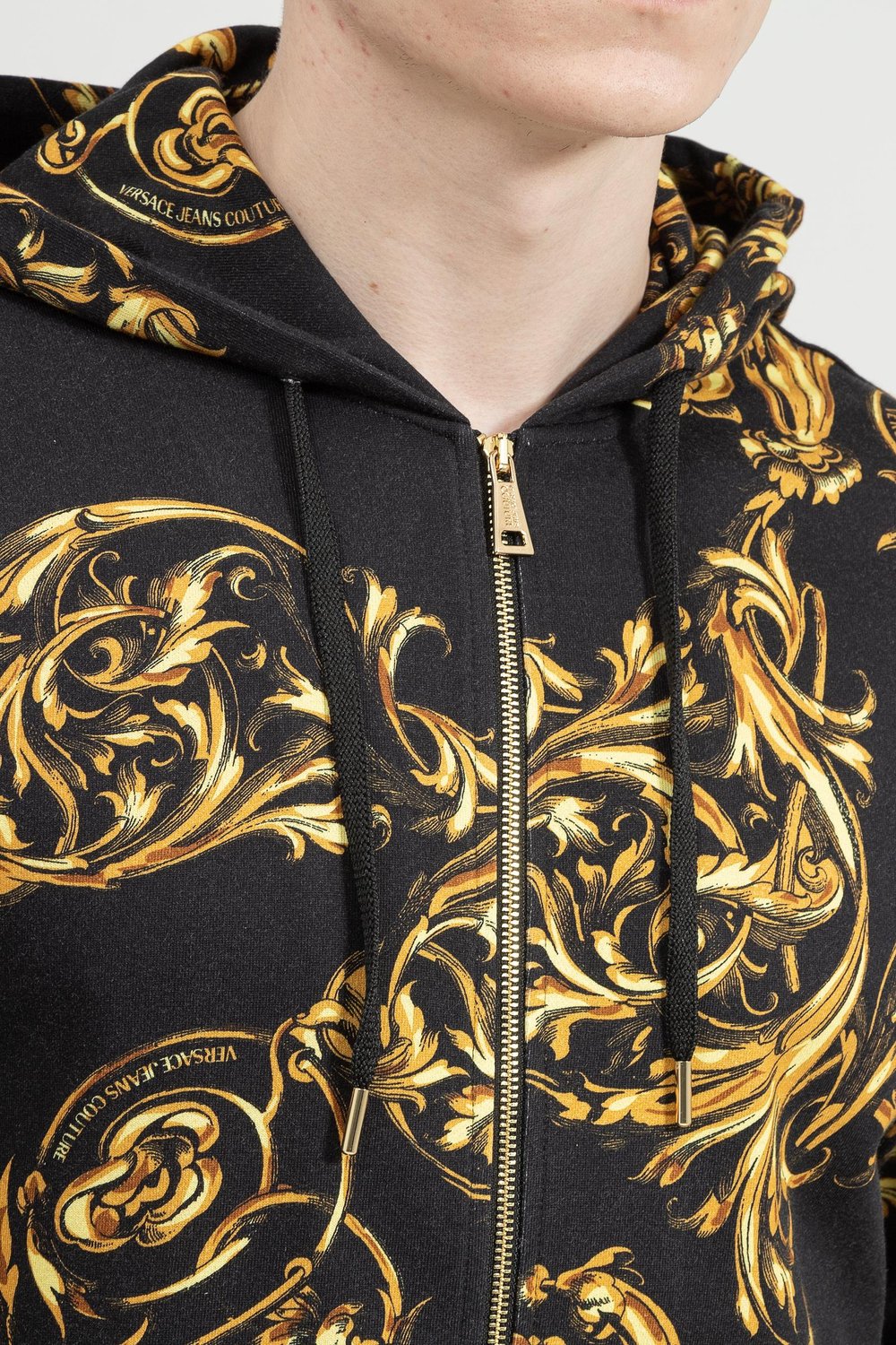 Versace Jeans Couture Reg Print Garland Erkek Fermuarlı Sweatshirt Siyah