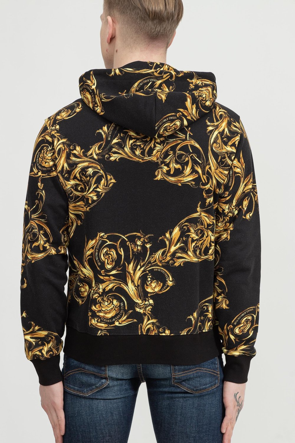 Versace Jeans Couture Reg Print Garland Erkek Fermuarlı Sweatshirt Siyah