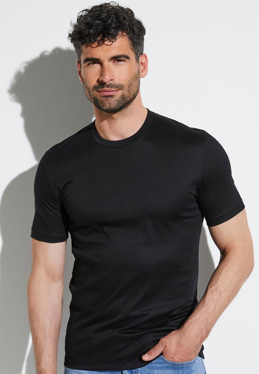 Zimmerli Erkek Bisiklet Yaka T-Shirt Siyah