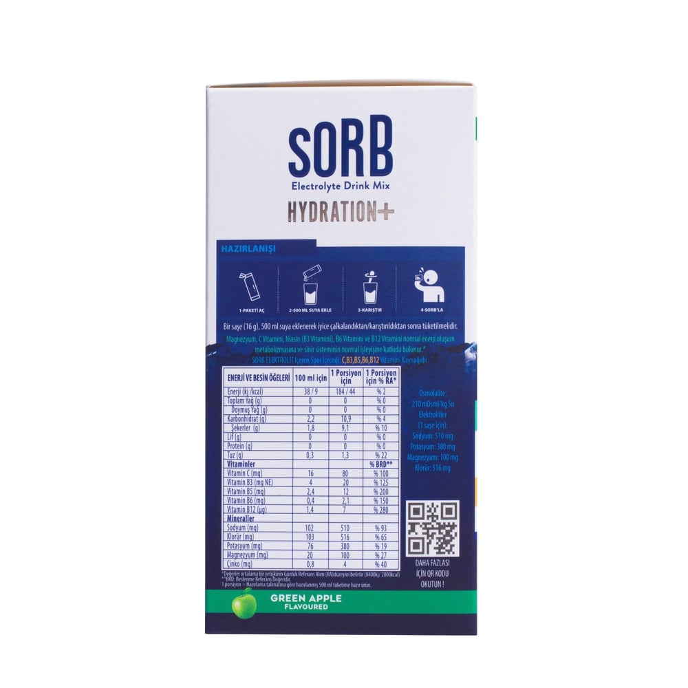 SORB Elektrolit Tozu Green Apple Kutu (10 Adet)