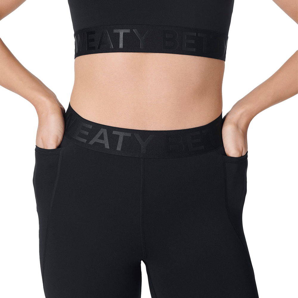 Sweaty Betty Kadın Koşu Tayt Power 7/8 Elastic Waist Gym Leggings Siyah