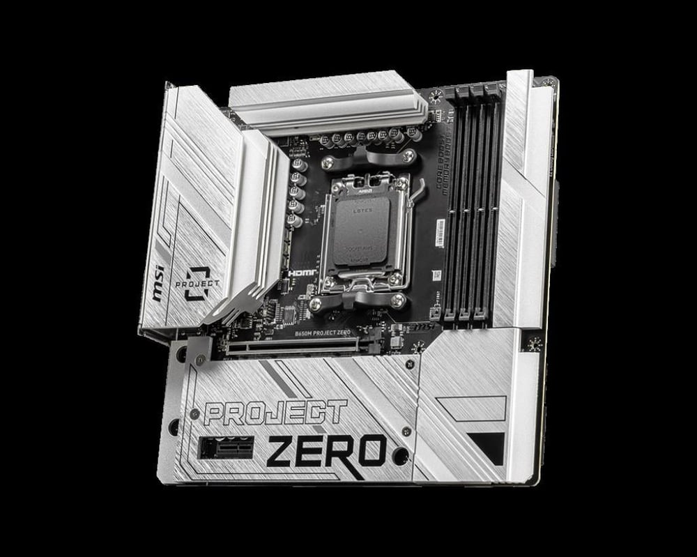 MSI B650M PROJECT ZERO AM5 DDR5 7600MHZ(OC) HDMI DP M.2 USB3.2 2.5G LAN WI-FI 6E mATX