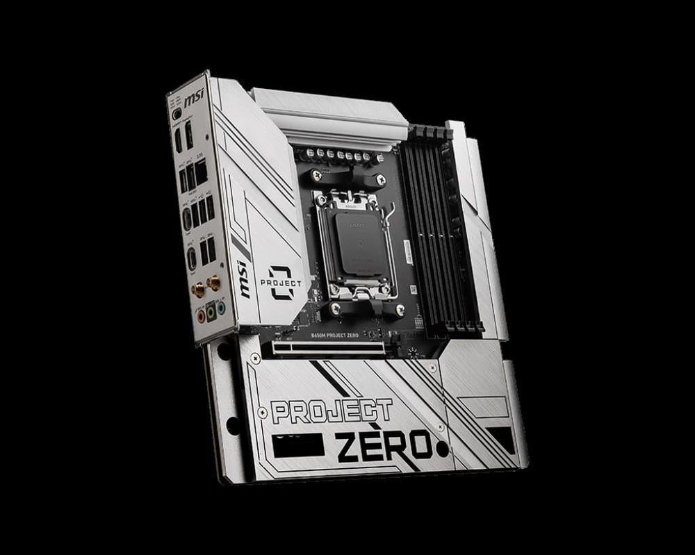 MSI B650M PROJECT ZERO AM5 DDR5 7600MHZ(OC) HDMI DP M.2 USB3.2 2.5G LAN WI-FI 6E mATX