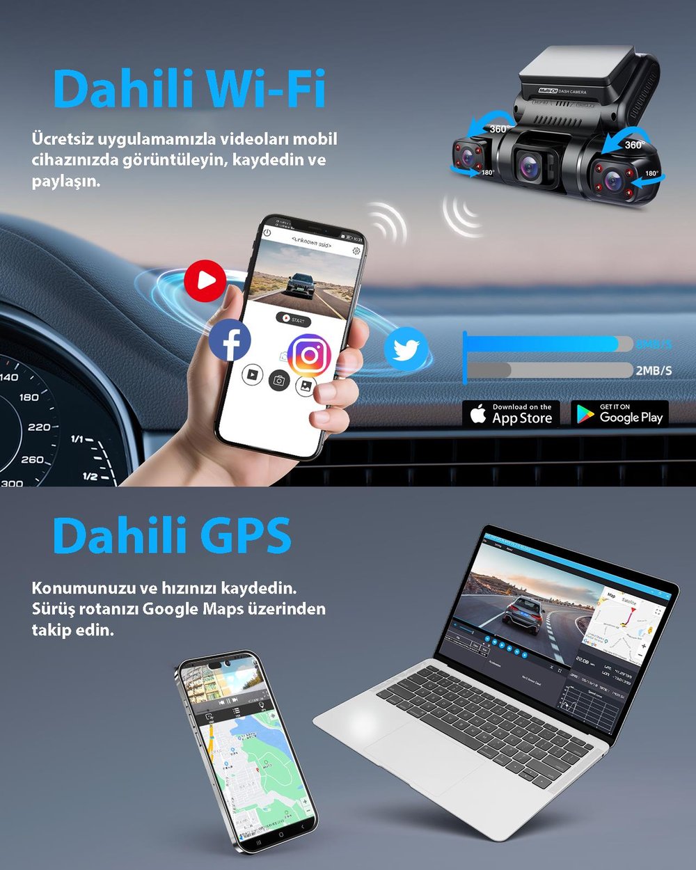 PRUVEEO D90-4CH FHD WI-FI GPS + 128GB SD KART KAME