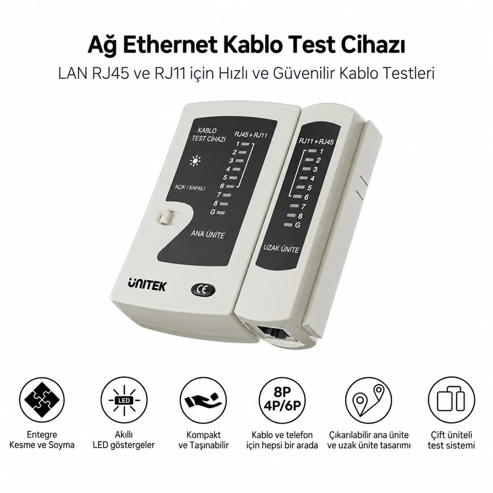 UNITEK ETHERNET KABLOSU TEST CİHAZI (OT140AGY01)