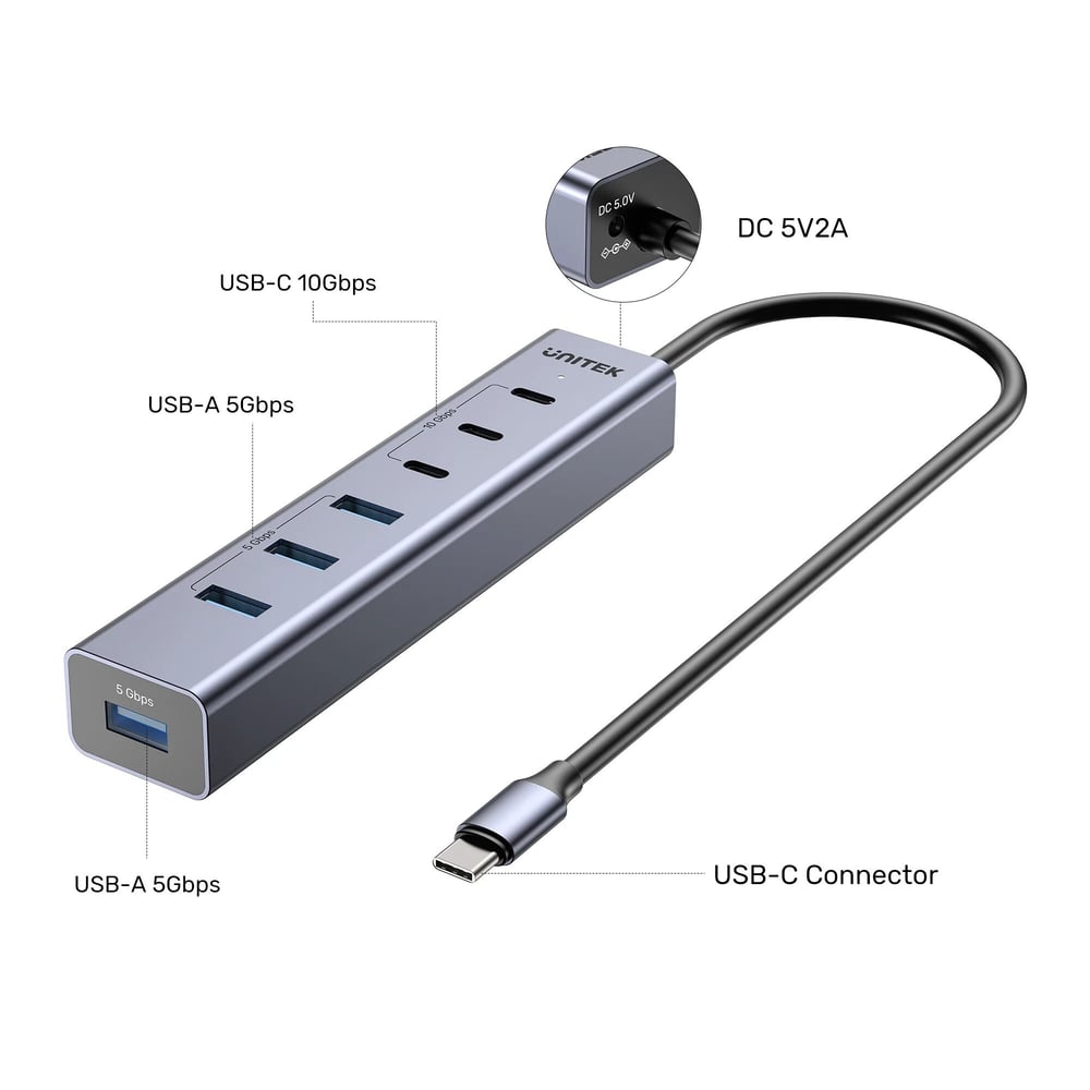 UNITEK UHUB S7+ 7 IN 1 UNIVERSAL USB HUB (H1335AGY01-EU)