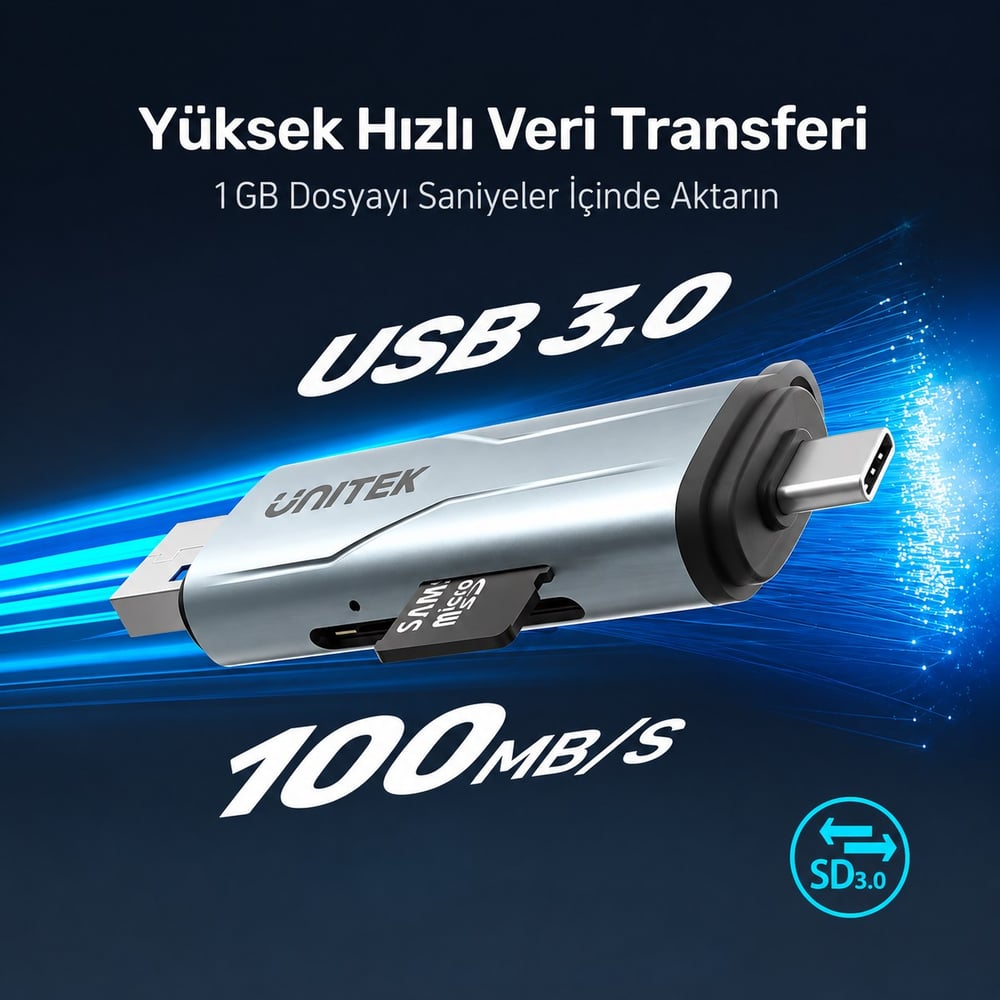 UNITEK 2 SI 1 ARADA KART OKUYUCU MICRO SD / SD (R1010A)