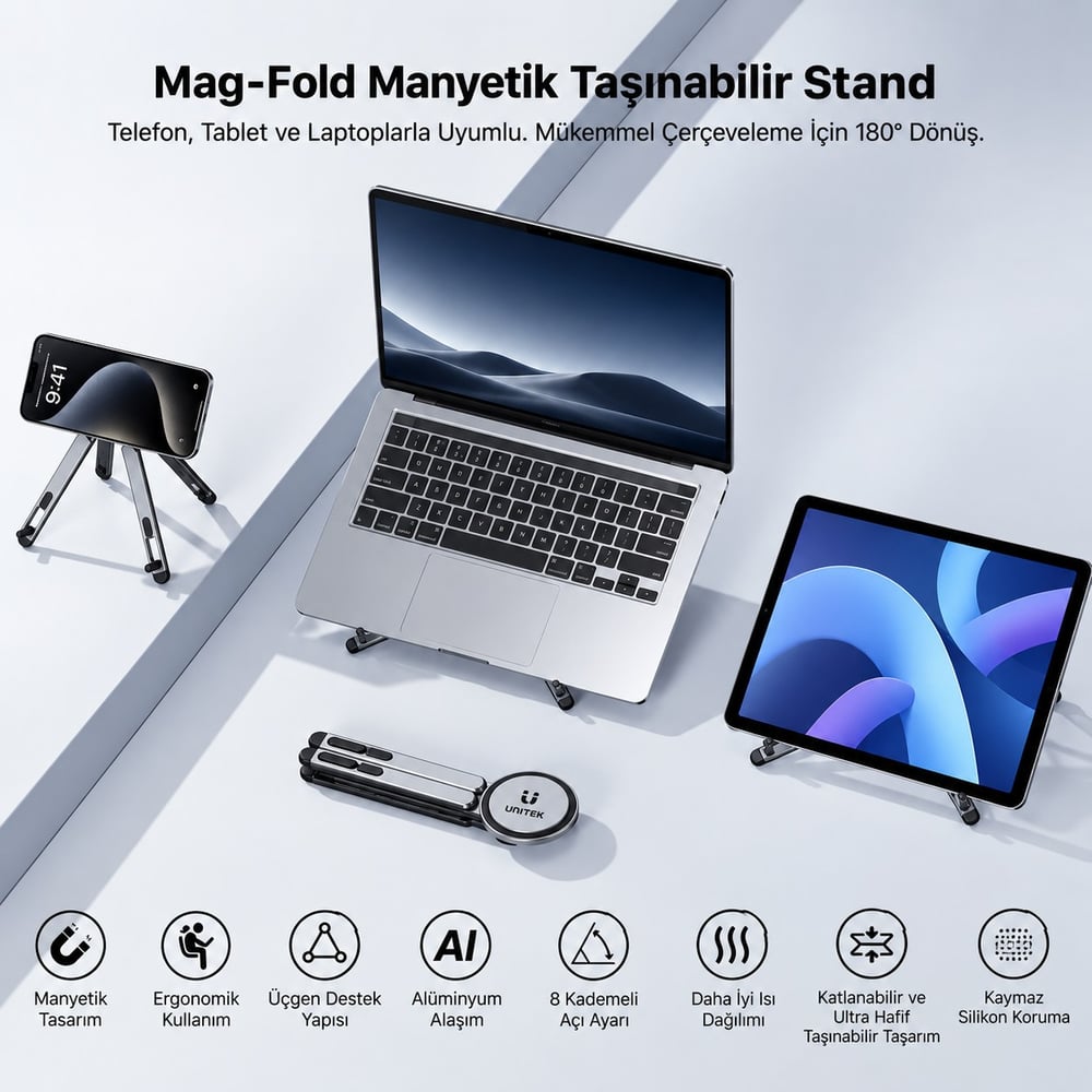 UNITEK TAŞINABİLİR MANYETİK STAND (OT1121AGY01)