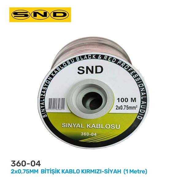 2X0,75MM BİTİŞİK KABLO KIRMIZI SİYAH (1 Metre)
