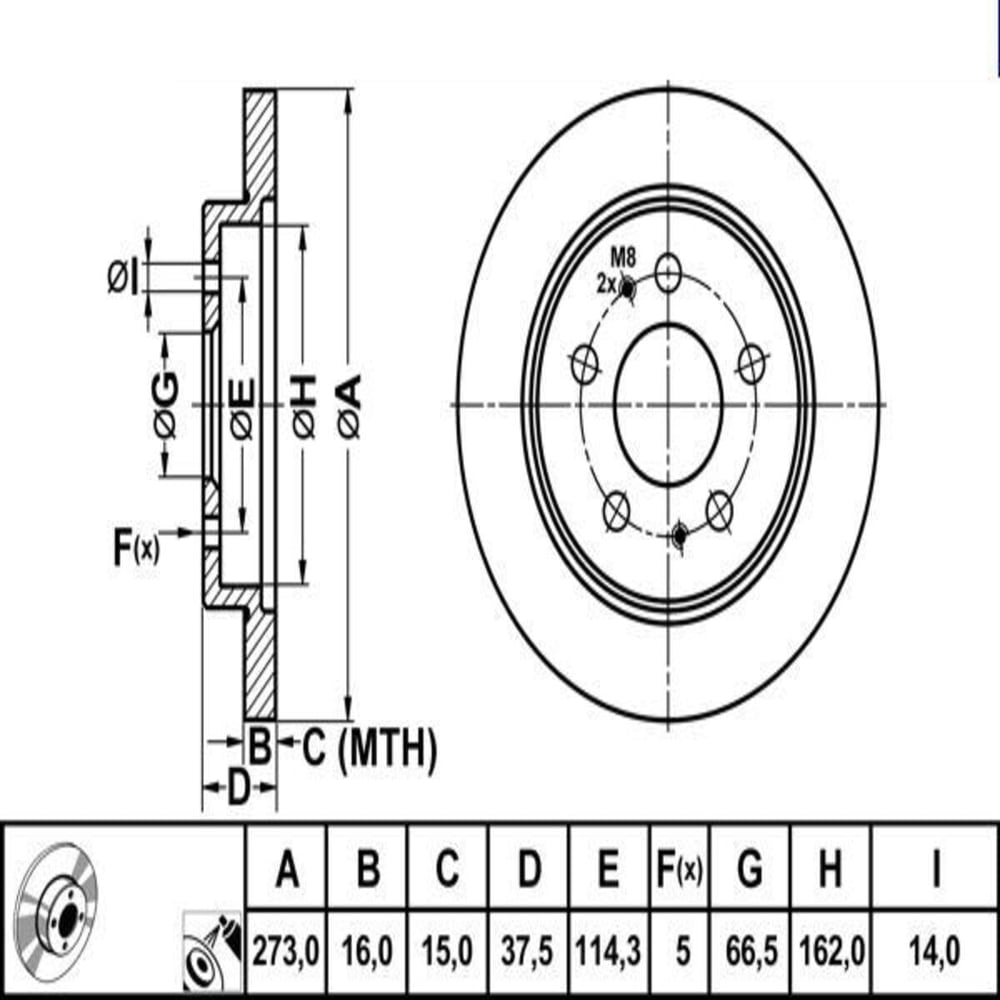 FREN DISKI ON HAVALI-(273-5)-(DAIHATSU: TERIOS 97>11 )