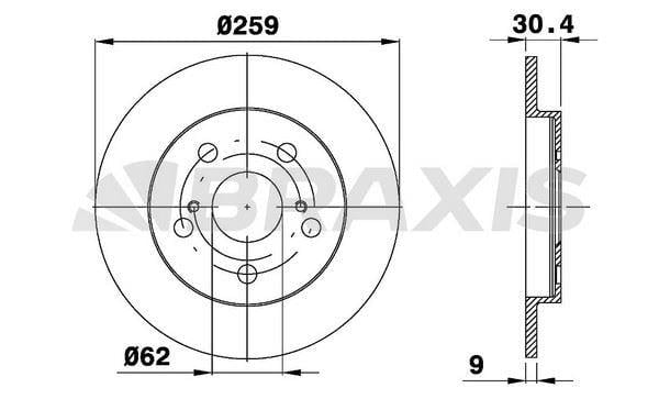 ARKA FREN DISK AYNASI DUZ AURIS COROLLA VVT I 1.4 1.6 07>11 259X5