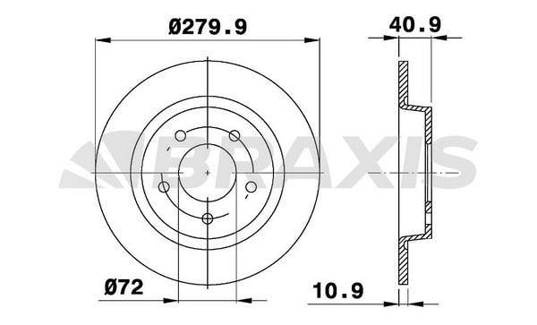 ARKA FREN DISK AYNASI DUZ MAZDA III 2.0 03> 07 MAZDA 5 V CR19 1.8 2.0 2.0CD 05> 280X5