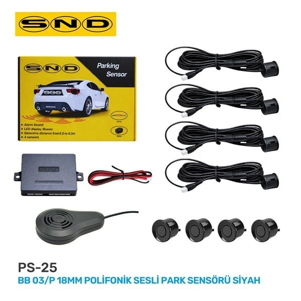 BB 03 P 18MM POLİFONİK SESLİ PARK SENSÖRÜ SİYAH