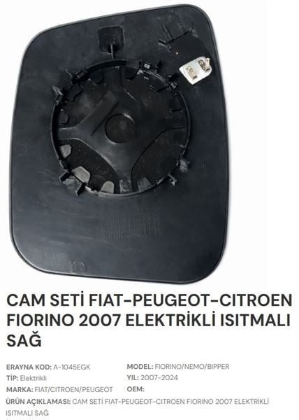 CAM SETİ FİAT-PEUEOT-CİTROEN FİORİNO 2007 ISITMALI SAĞ
