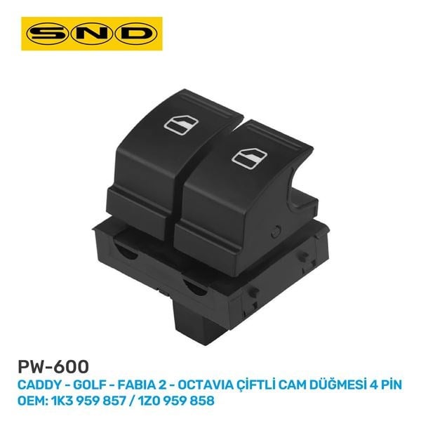 ÇİFTLİ CAM DÜĞMESİ 4 PİN CADDY GOLF FABIA 2 OCTAVIA OEM: 1K3 959 857 1Z0 959 858