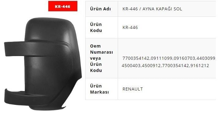 DIŞ AYNA KAPAĞI SOL MASTER 3