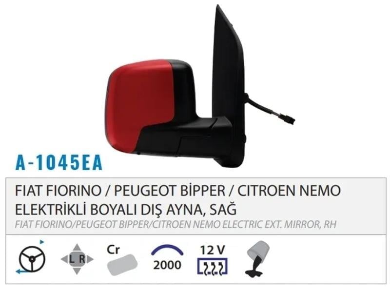 DIŞ DİKİZ AYNASI ELEKTRİKLİ ISITMALI SENSÖRLÜ ASTARLI SAĞ FIORINO NEMO BIPPER 07> M001.1391