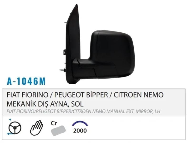DIŞ DİKİZ AYNASI MEKANİK SOL FIORINO NEMO BIPPER 0 7> M001.1046