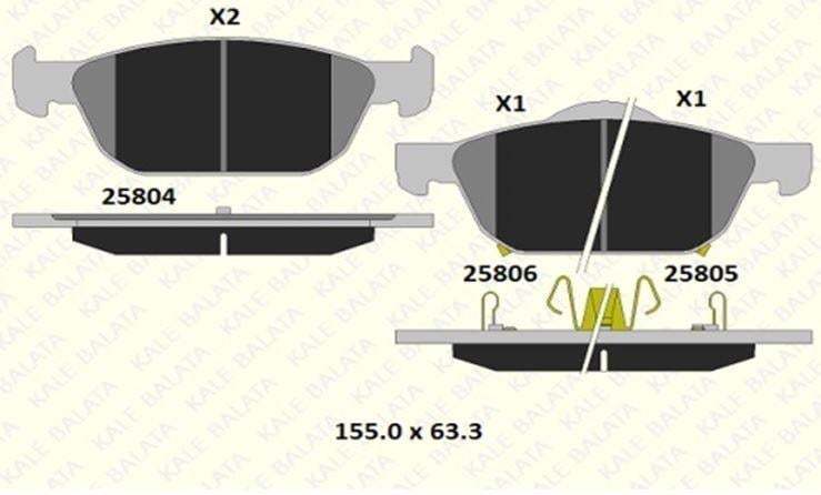 FREN BALATASI ÖN HONDA CIVIC IX TOURER HATCHBACK 25804 170 05 ANS KD13 2580417005ANSKD13