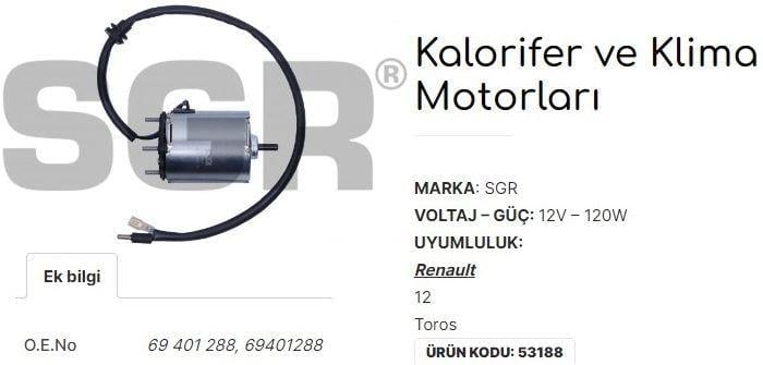 KALORİFER MOTORU RENAULT 12 - TOROS PERVANESİZ 69401288