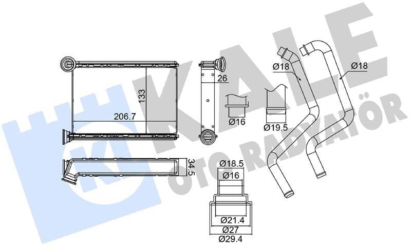 KALORİFER RADYATÖRÜ CHERY TIGGO PRO 7 1.6TGDI 22--> (BORULU) [BRAZING AL/AL] [133X206X26]