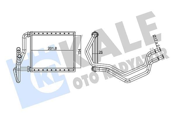 KALORİFER RADYATÖRÜ TOYOTA CAMRY 2.5 3.5 11=> HIGHLANDER KLUGER SIENNA VENZA - LEXUS RX 350 AWD 08<15 BORULU [BRAZING AL/AL] [154X201.8X26]