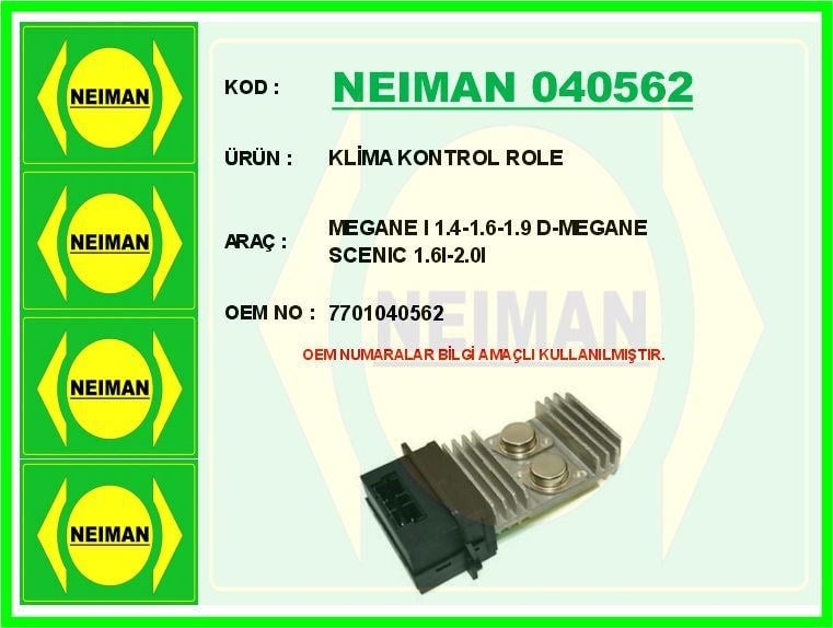 KLİMA KONTROL ROLE MEGANE I 1.4-1.6-1.9 D-MEGANE SCENIC 1.6I-2.0I