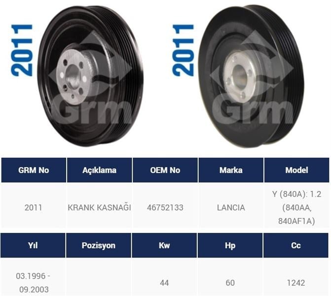 KRANK KASNAĞI FIAT DOBLO 152 263 1.6 MJT 2010- LINEA 323 1.6 MJT 2010- 159 939 1.9 JTDM 2006-2011