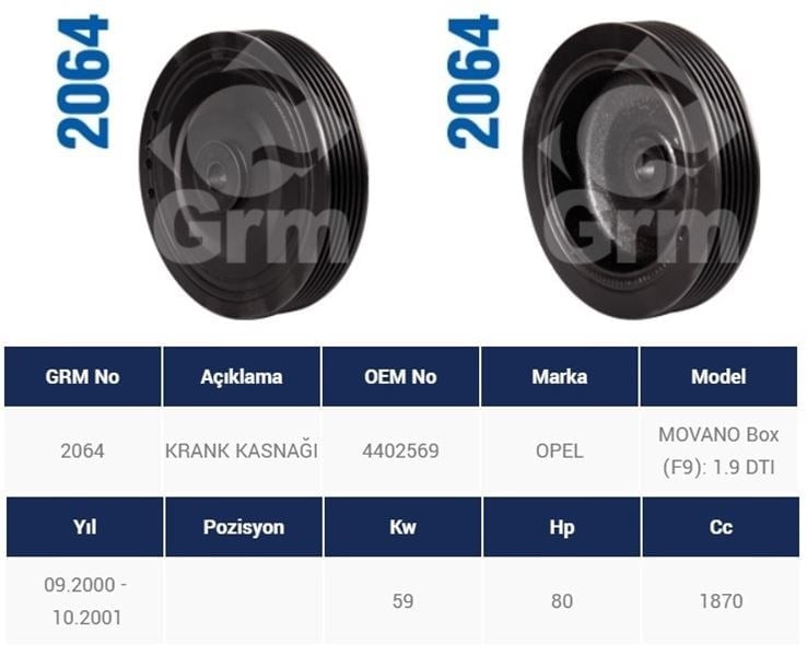 KRANK KASNAĞI RENAULT MEGANE I 1.9 DTI 1996-2003  KANGOO 1.9 DTI 1998-2008