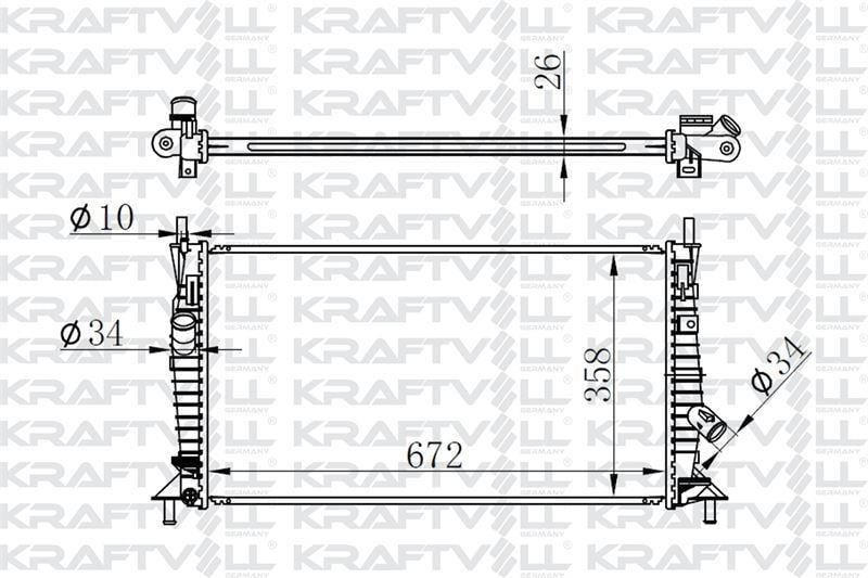 MOTOR RADYATORU (672×358×26) FOCUS 1,4TDCI 05-> MANUEL>BRAZING