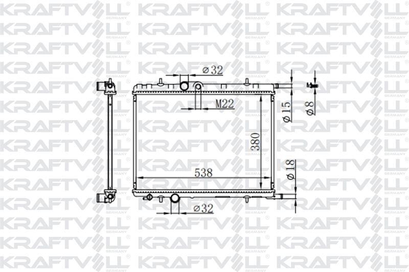 MOTOR SU RADYATORU P307 XSARA VTS EW10J4 (2,0 16V) TU5JP4 (1,6 16V) / (MT) (380*538*16) BRAZING (MT)