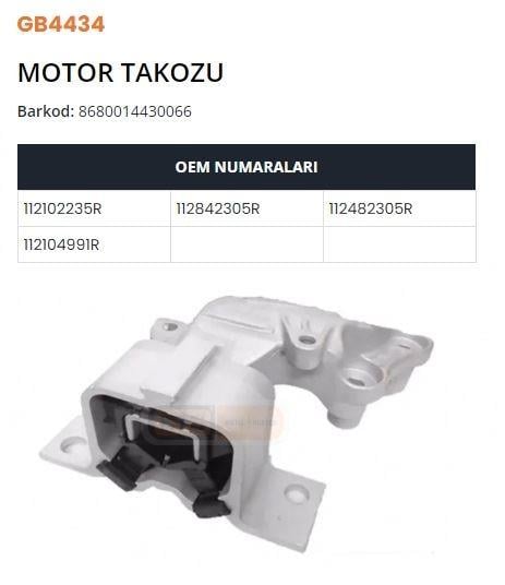 MOTOR TAKOZU LOGAN II-DUSTER-DOKKER-LODGY-CAPTUR