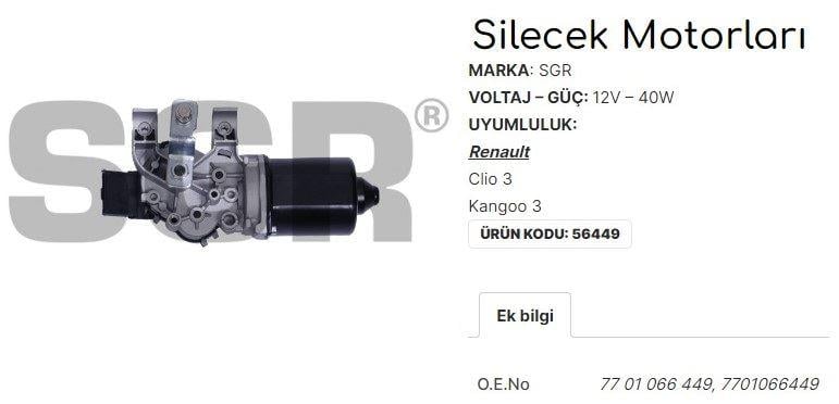 SİLECEK MOTORU CLIO 3 - KANGOO 3 7701066449